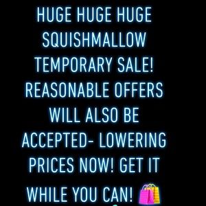 giant squishmallow temp sale! Prices being lowered! Squishmallow hugmees squish